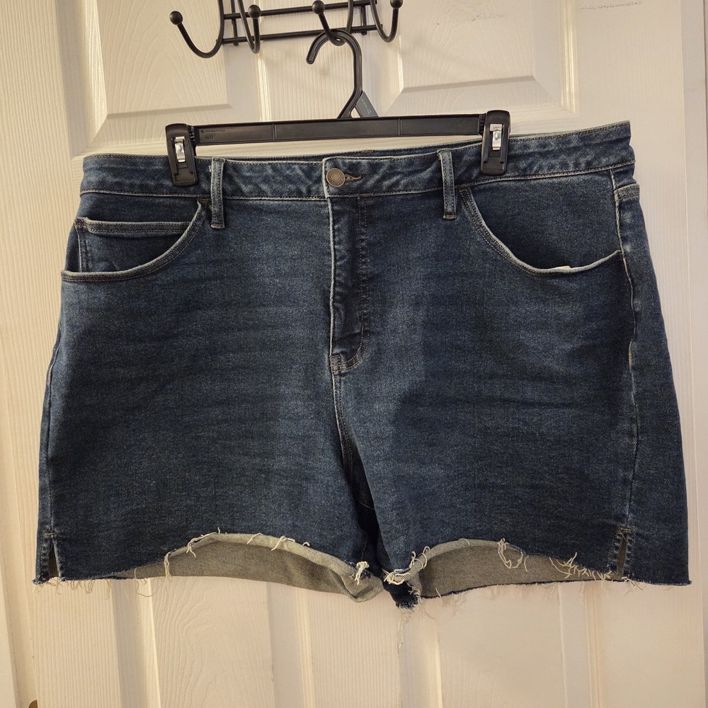Ava & Viv sz 20 high rise midi jean shorts cut off stretch casual summer